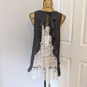 Lace back grey blouse